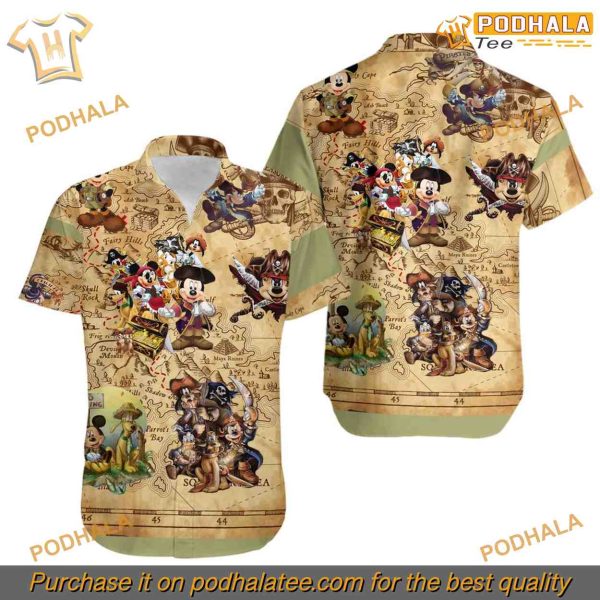 Mickey Treasure Hunting Shirt, Adventure Disney Aloha Style Apparel