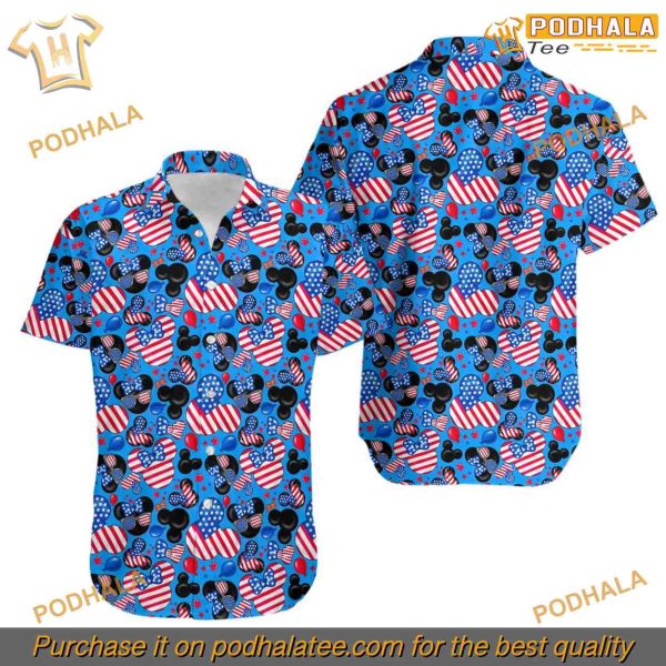 Mickey’s Fourth of July Disney Shirt, Patriotic Hawaiian Wear, Summer Apparel