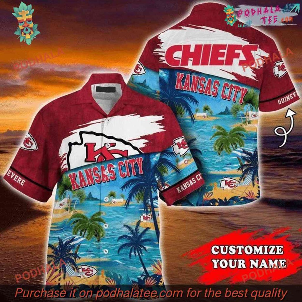 NFL Chiefs Custom Coconut Beach Hawaiian Shirt, Casual Kansas City Wear