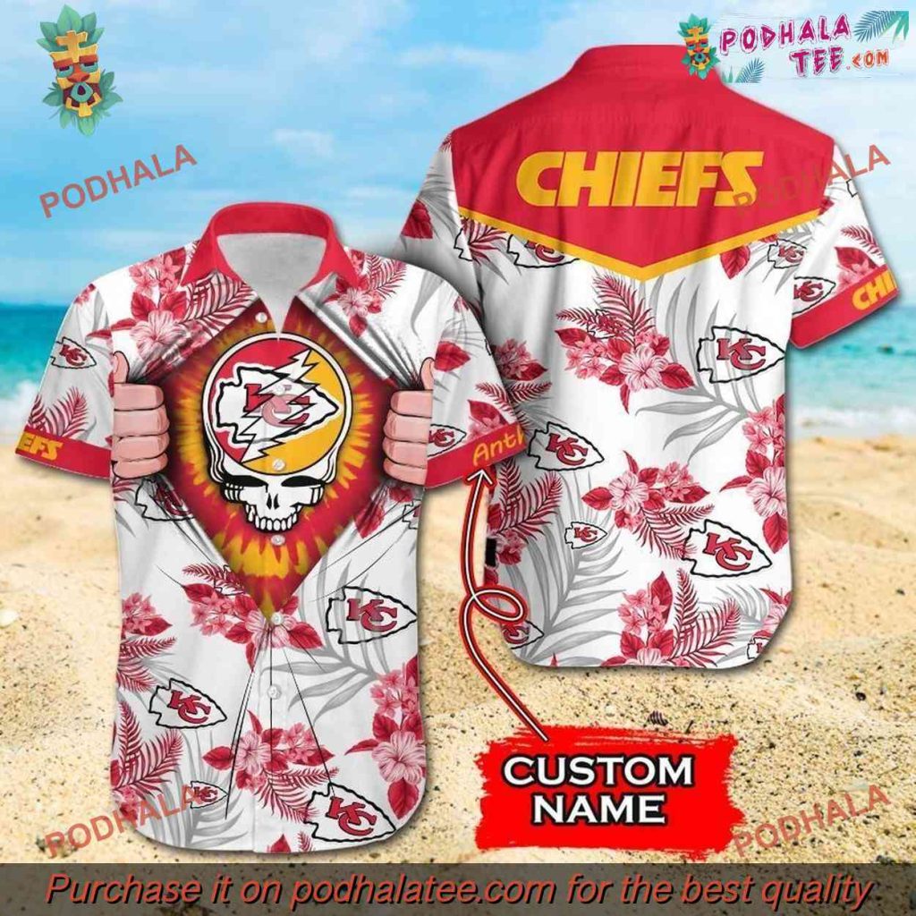 NFL Chiefs Grateful Dead Personalized Hawaiian Shirt, Unique Chiefs Gift