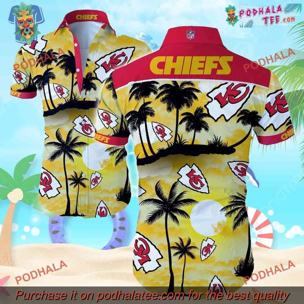 Palm Tree Pattern Chiefs Hawaiian Shirt, Kansas City Chiefs Presents