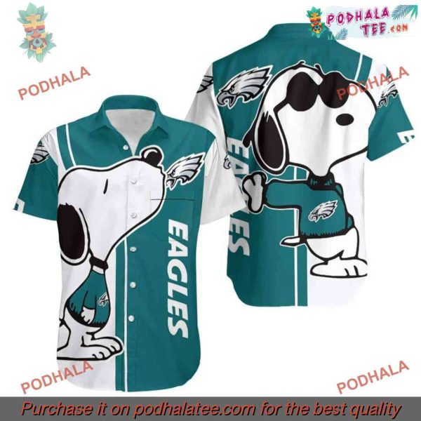 Philadelphia Eagles Snoopy Hawaiian Shirt, Football Fan Gift Idea