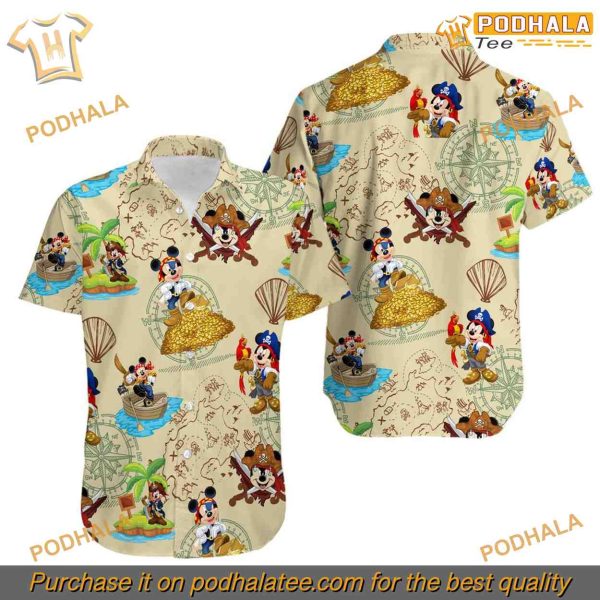 Pirates Mickey Mouse 3D Print Hawaiian Shirt, All Over  Disney Unique Gifts