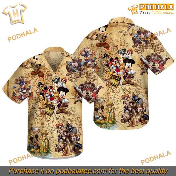 Pirates Mickey Mouse Hawaiian Shirt, Mickey Aloha Shirt for Beach Vacations