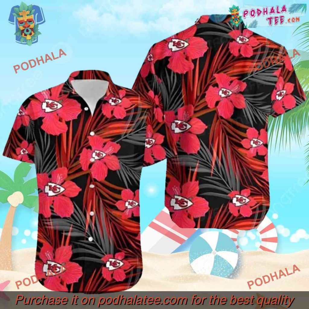Red Hibiscus Chiefs Hawaiian Shirt, All Over Print KC Chiefs Clothing