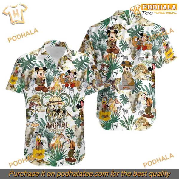 Safari Animal Hawaii Mickey Friends Aloha Shirt, Disney Adventure Wear