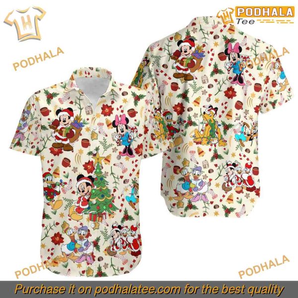Santa Hats Mickey Hawaiian Shirt, Festive Disney Aloha Shirt, Holiday Gift Idea