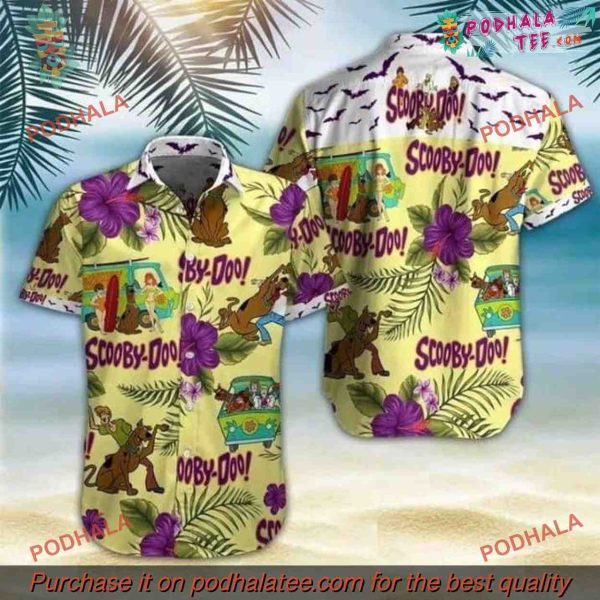 Scooby Doo Hawaiian Shirt Tropical Flower Pattern, Disney Gifts For Women