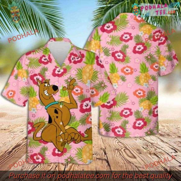 Scooby Doo Hawaiian Shirt Tropical Flowers Pineapple, Summer Aloha Shirt