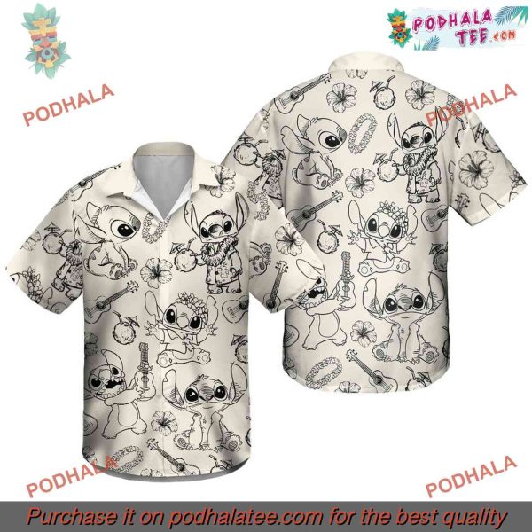 Stitch Aloha Shirt, Classic Disney Hawaiian Design