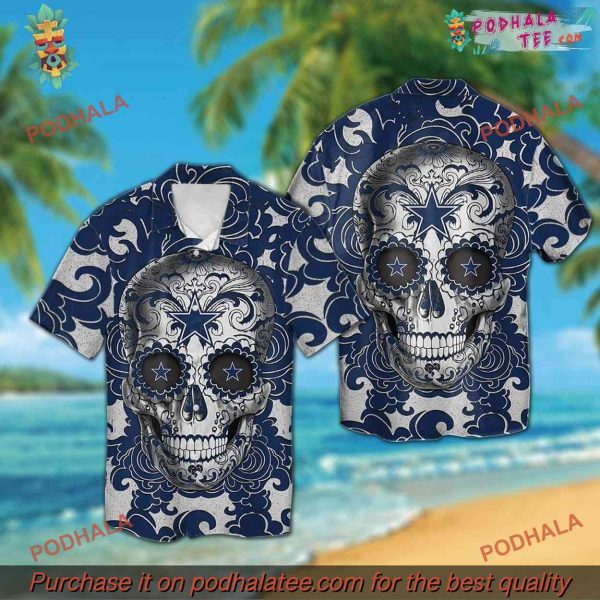 Sugarskull Dallas Cowboys Hawaiian Shirt, Tropical Fashion Statement