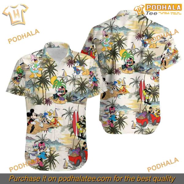 Surf Theme Hawaiian Shirt Mickey Hawaiian Shirt, Friends Disney Style, Beach Wear