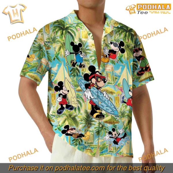 Surfing Disney Mickey Hawaii Short Sleeve Shirt, Mickey Beach Fun
