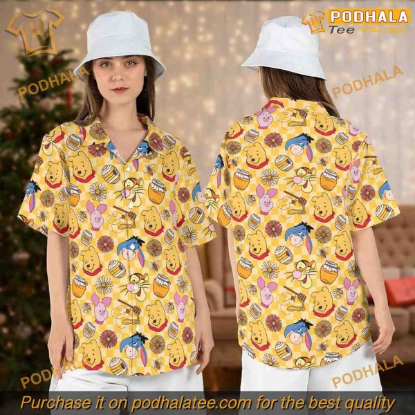 Winnie Pooh Button Hawaiian Shirt, Disneyland Aloha Adult Fashion