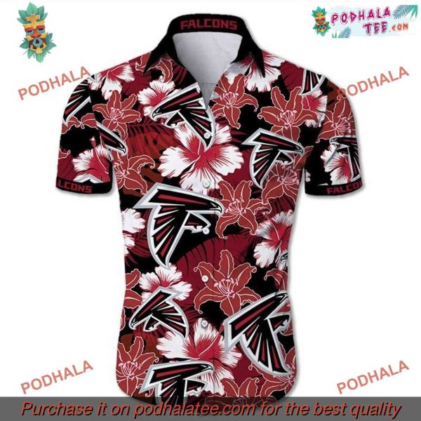 Beach Tropical Flower Atlanta Falcons Clothing Slim Fit Hawaiian Shirt