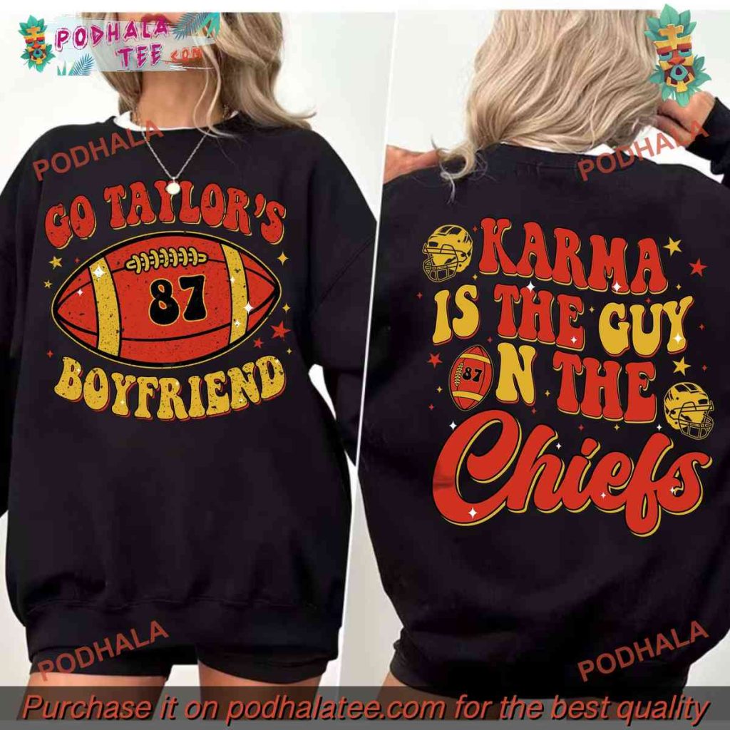 Dual Side Taylors Boyfriend Hoodie, Super Bowl Red Jersey and Swift Kelce Gift for Couples
