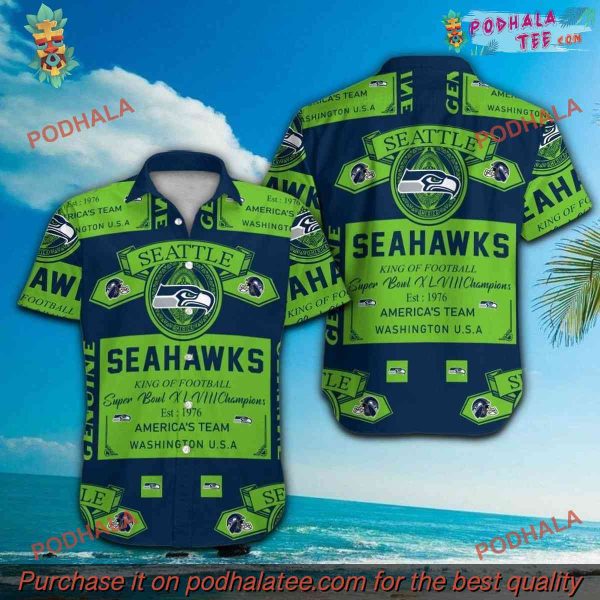 Hawaiian Flair in Seattle Seahawks Apparel, Short Sleeve Shirt