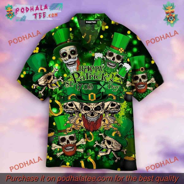 Irish Love Skull Happy Patrick Day Hawaiian Shirt for St Patricks Gifts