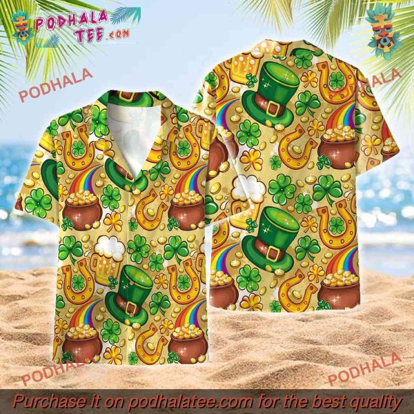 Irish Pride Aloha Hawaiian Shirt, Happy St Patricks Day Pattern Tropical Shirt
