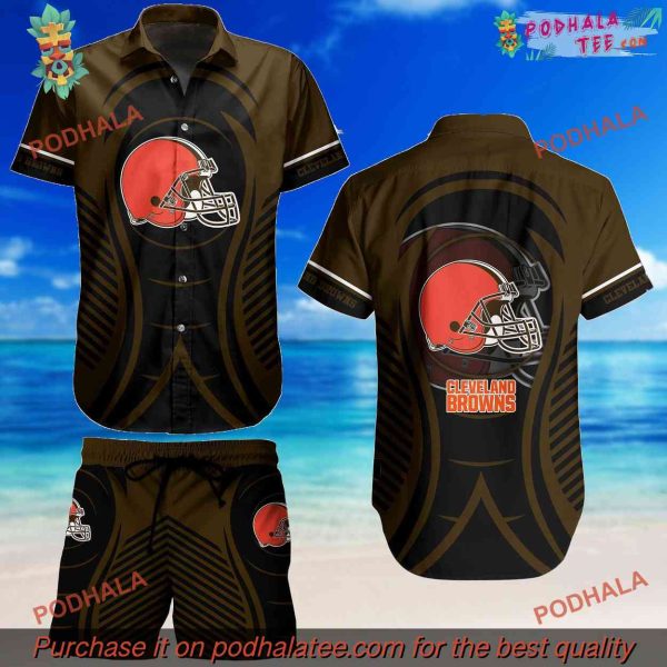 NFL Cleveland Browns Hawaiian Shirt Attire Set, Complete Browns Clothing Kit