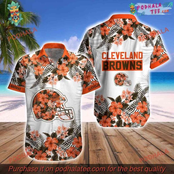 NFL Cleveland Browns Tropical Hawaiian Shirt, Short Combo