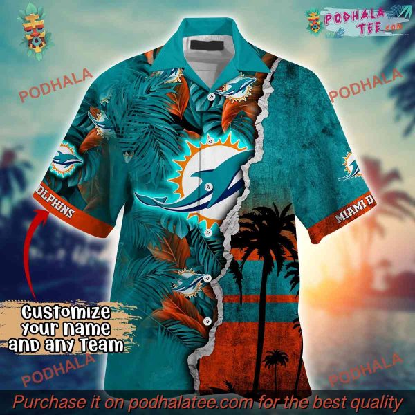 NFL Miami Dolphins Hawaiian Shirt, Custom Camping Aloha Shirt
