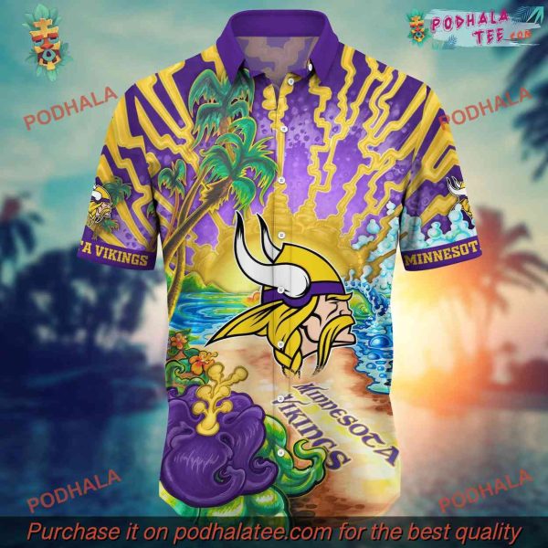 NFL Minnesota Vikings Hawaiian Shirt, Starry Nightstime Aloha Shirt