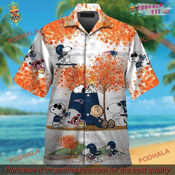 New England Patriots Snoopy Autumn Hawaiian Shirt, NE Patriots Apparel