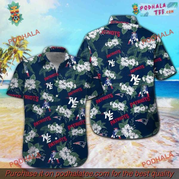New England Patriots Tropical Hawaiian Shirt, Perfect NE Patriots Gift