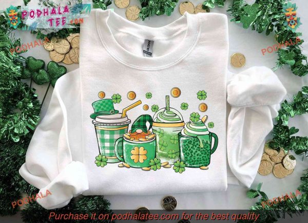 St Patricks Coffee Cups Shirt, Perfect Gift for Coffee Lovers on St Patricks