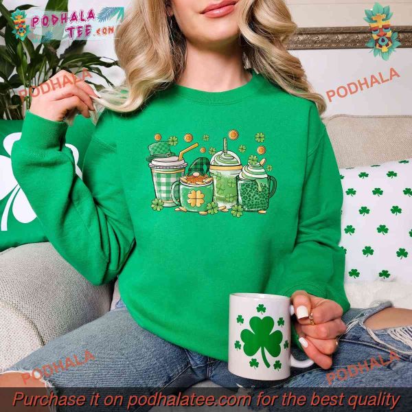St Patricks Coffee Cups Shirt, Perfect Gift for Coffee Lovers on St Patricks