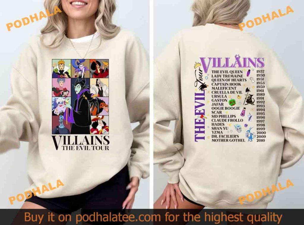 Disney Villains Evil Tour Sweatshirt, Unique Disney Gifts For Adults